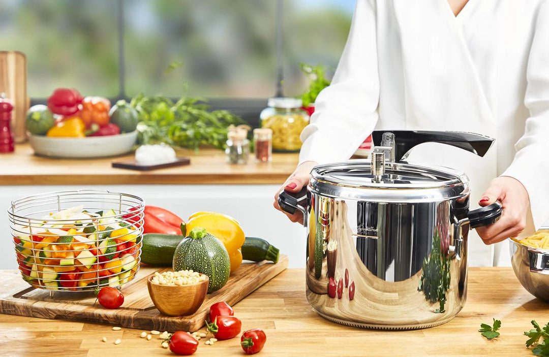 Lagostina Schnellkochtopf La Classica Lagofusion, Ø 22 cm, Fassungsvermögen 7 l, mit Korb, Rezeptbuc