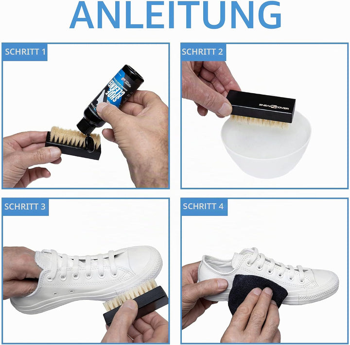 Sneaker Cleaner Set – Basic Schuhputzset inkl. hochwertiger Schuhreiniger, Schuhbürste, Mikrofasertu