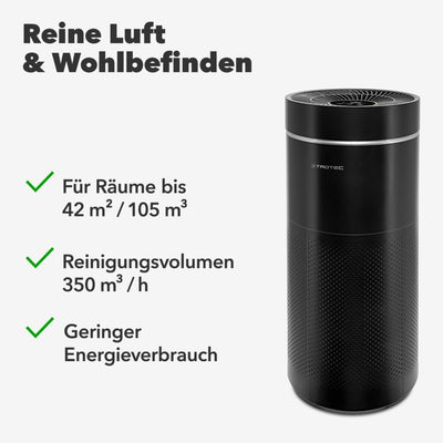 TROTEC Luftreiniger AirgoClean 171 E – HEPA Filter für Allergiker – Räume bis 42 m² /105 m³, Luftfil