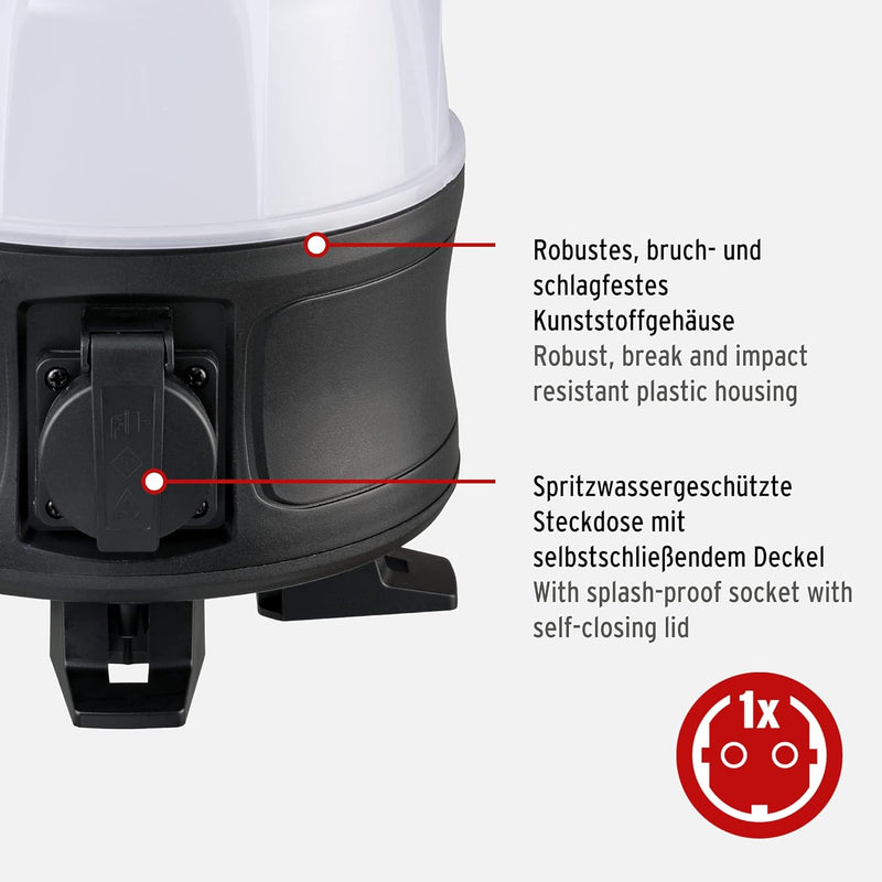 Brennenstuhl Mobiler 360° LED Strahler/Baustrahler 50W (Arbeitsleuchte, 5 m Kabel und spritzwasserge
