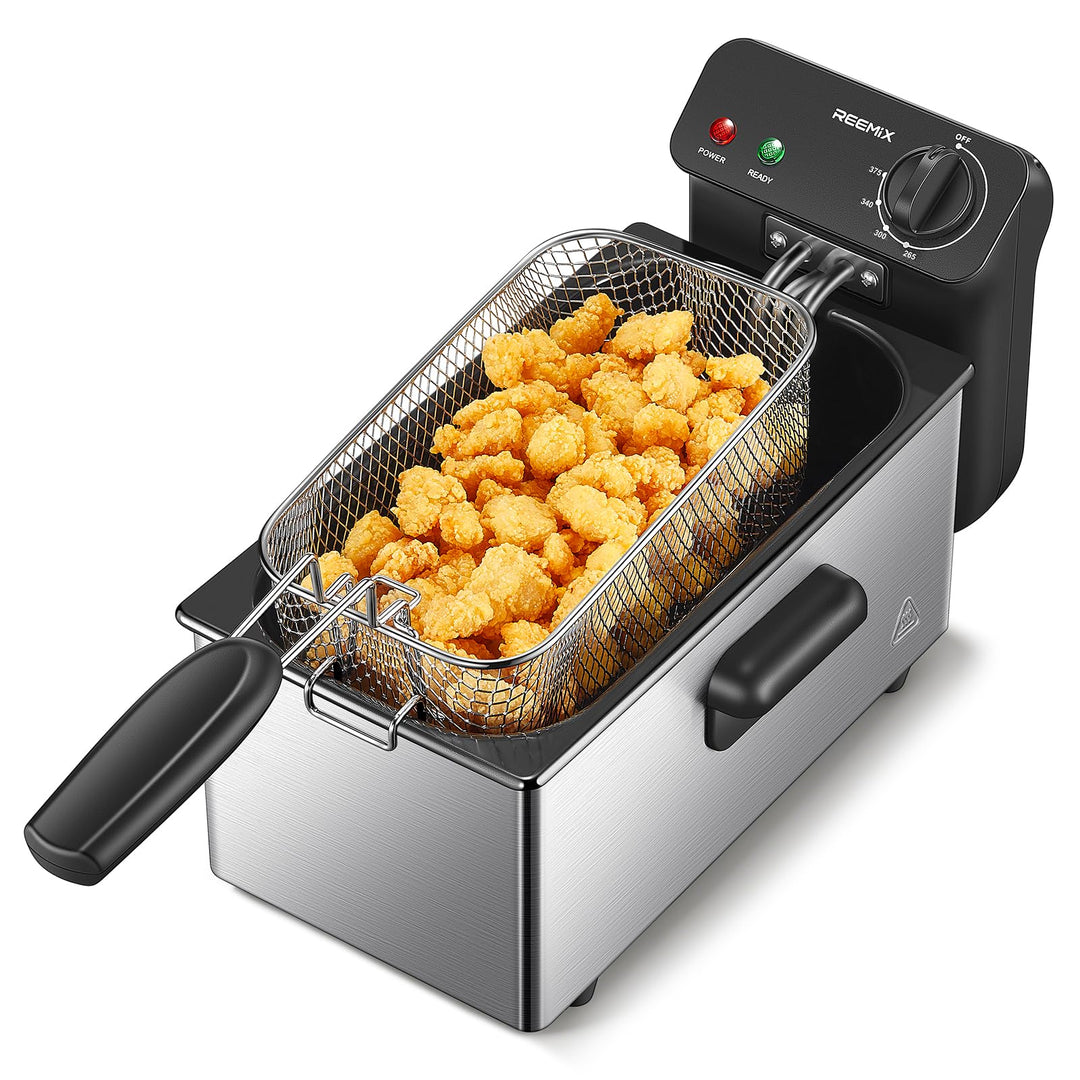Fritteuse 3 Liter, Cool Zone Technologie, Verstellbarer Thermostat bis 190°C, 2000W Kaltzonenfritteu