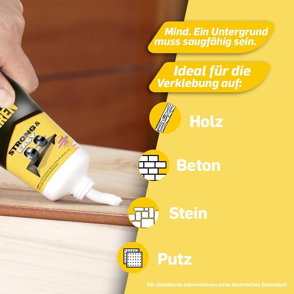 Pattex Montagekleber Kleben statt Bohren, starker Kraftkleber für sofortigen Halt, universell einset