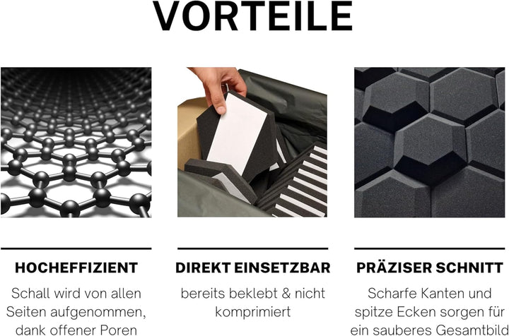 Akustikpaneele 3D HEXAGON Schallabsorber WAND - Schalldämmung - SCHALLSCHUTZ sound absorber - SCHALL