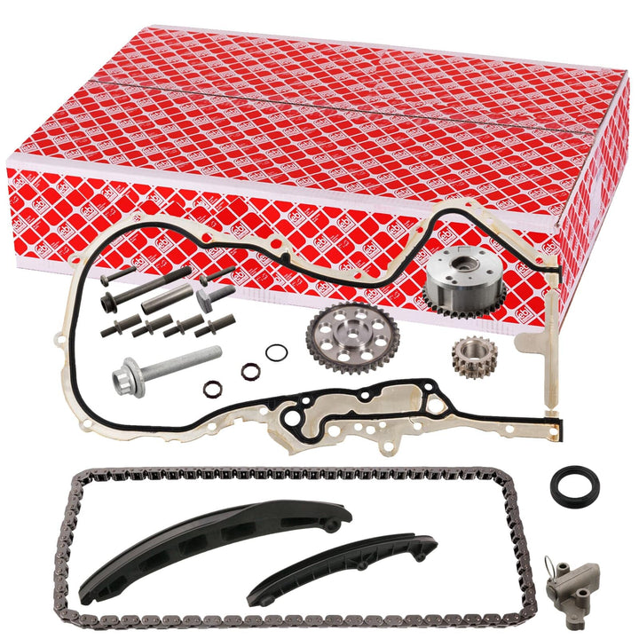febi bilstein 106306 Steuerkettensatz für Nockenwelle, mit Gleitschienen und Kettenspanner, 1 Stück