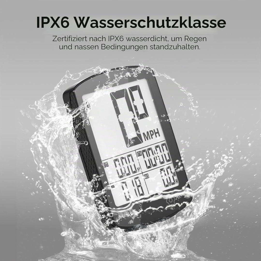 Fahrradcomputer Kabellos, Multifunktional Fahrradtacho Kilometerzähler mit 3,0 Zoll HD LCD Bildschir