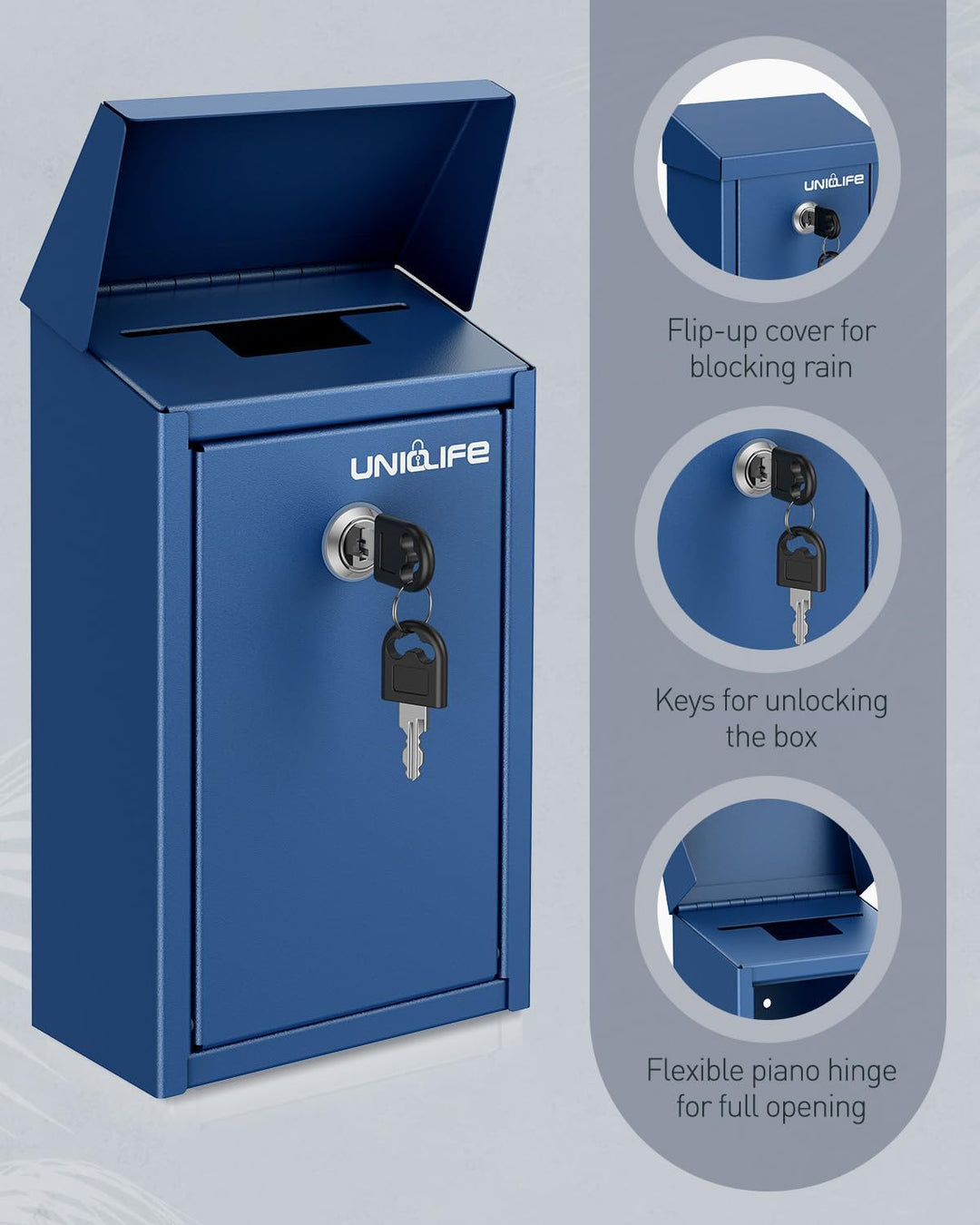 Uniclife Schlüsselbox für Aussenbereich Metall Spendenbox mit Zahlenschloss Sicherer Briefkasten mit