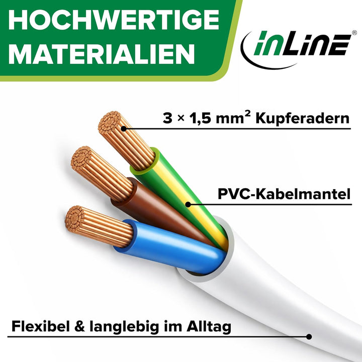 InLine Schutzkontakt-Verlängerungskabel CEE 7/7 für Innenbereich, GS-zertifiziert mit Kinderschutz,