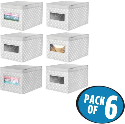 mDesign 6er-Set stapelbare Ordnungsbox – grosse Aufbewahrungsbox mit Sichtfenster für das Kinderzimm