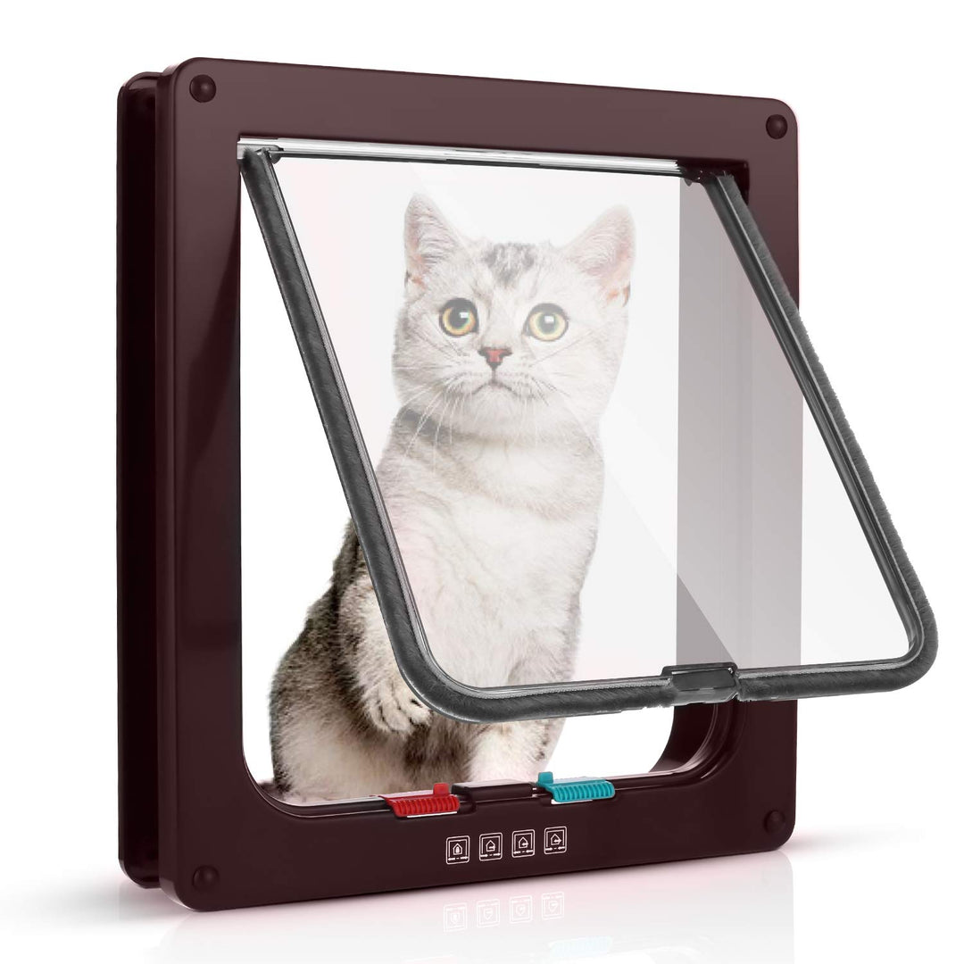 Katzenklappe Hundeklappe 23.5*25*5.5cm 4 Wege Magnet-Verschluss für Katzen und kleine Hunde - Hundet