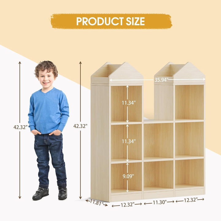 Garvee Bücherregal Kinder Schloss-Design mit Leseecke – Multifunktionales Holzregal mit Spielzeugreg