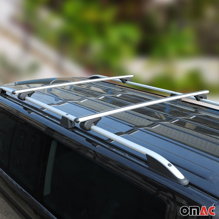 OMAC Dachträger für VW T5 T6 T6.1 Multivan Caravelle 2003-24 L1 Alu Silber | inkl. Dachreling (Set),