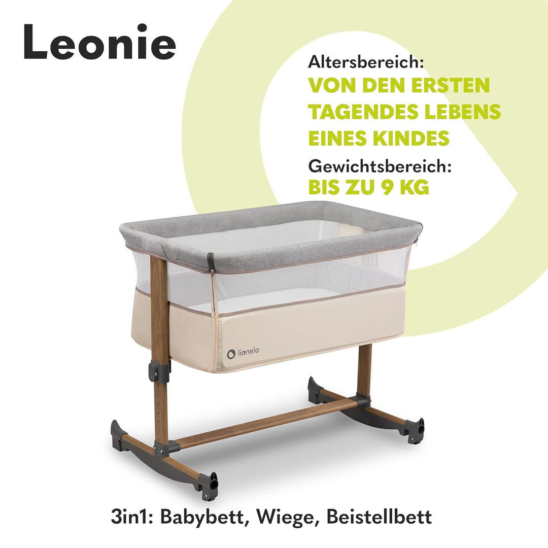 Lionelo Leonie 3 IN 1 Babybetten Babybett, Schaukelfunktion, 5-stufige Höhenverstellung, Schräglage,