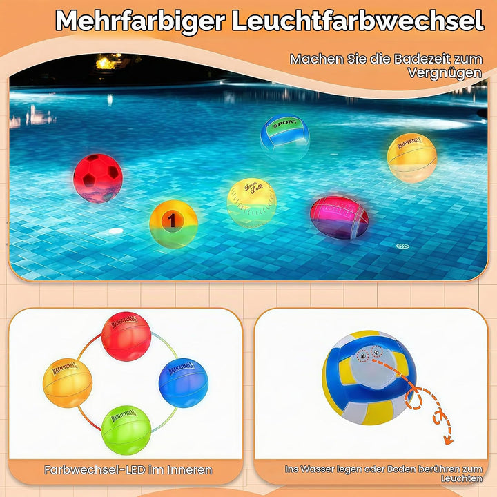 Badespielzeug, 6 Stück Sportbälle ohne Loch, sensorisches Spielzeug für Badewanne, Pool, Schwimmbad