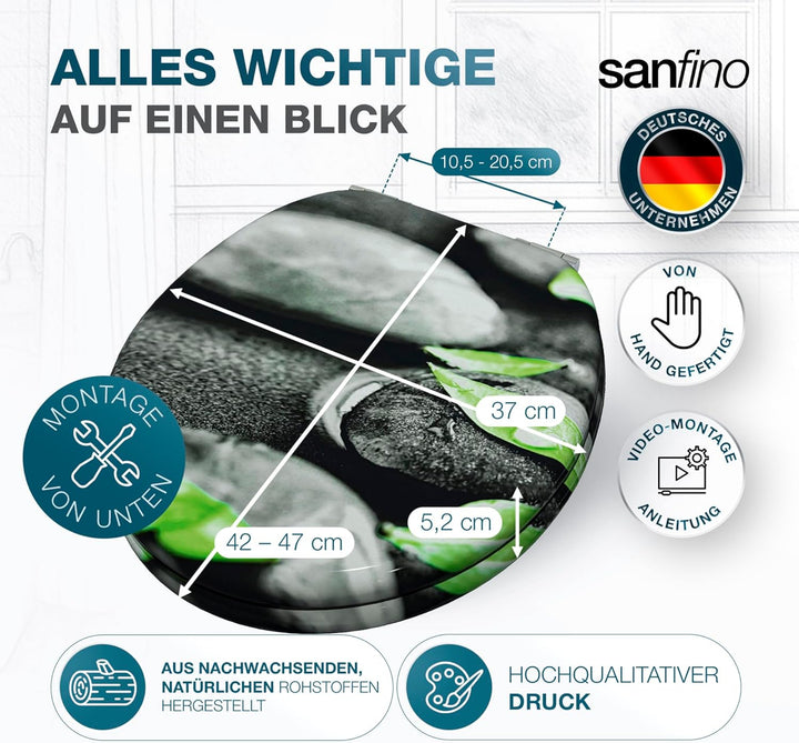SANFINO® Premium WC Sitz mit Absenkautomatik – hochwertige Toilettendeckel aus Holz, viele bunte Mot