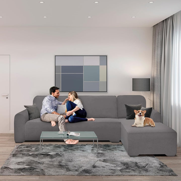 L-Form Sofabezug Couchbezug Schonbezug, 3+2 Sitzer Ecke Elastische Sofa Überzieher Ecksofabezug Univ