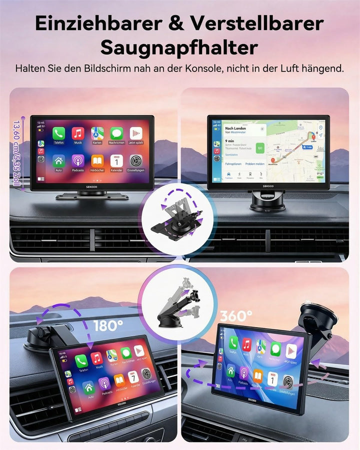 ESSGOO Carplay Android Auto Display mit Rückfahrkamera,9 Zoll Carplay Bildschirm für Apple/Android A