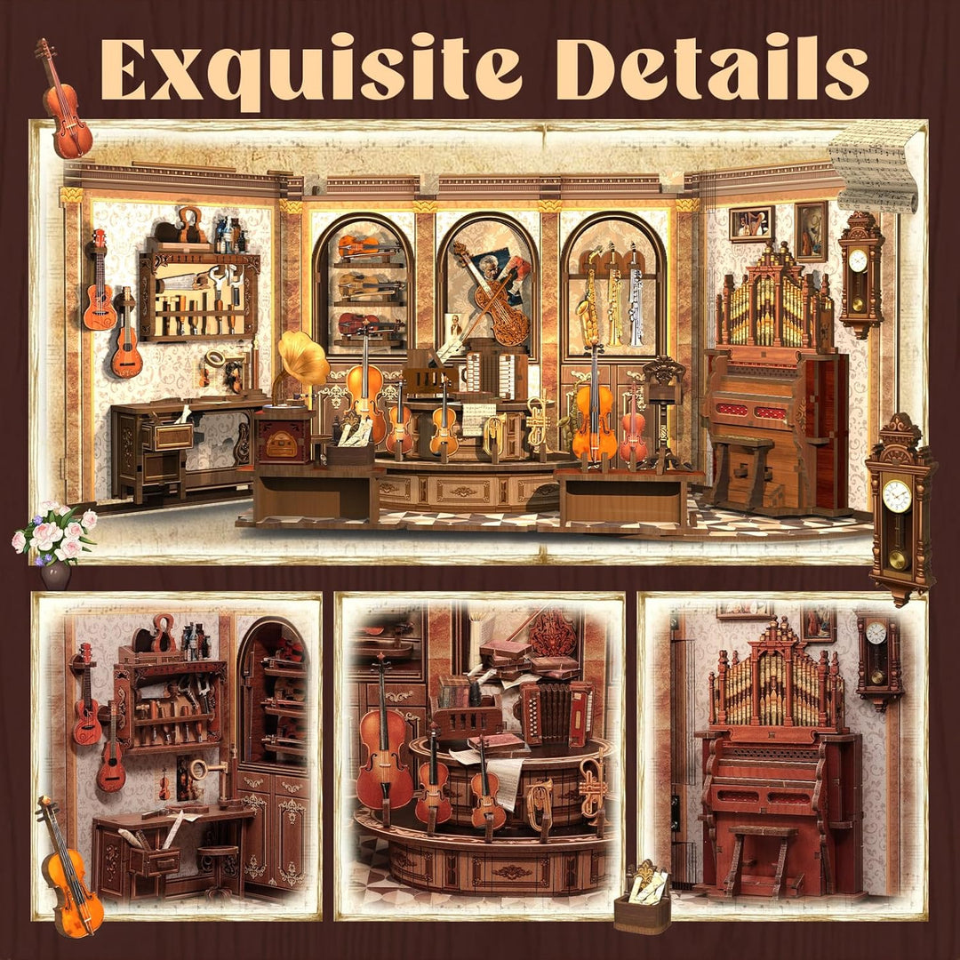 Cutefun Book Nook Kit - DIY Häuser Kit mit LED-Beleuchtung - DIY Miniature House Holzmodell Puppenha