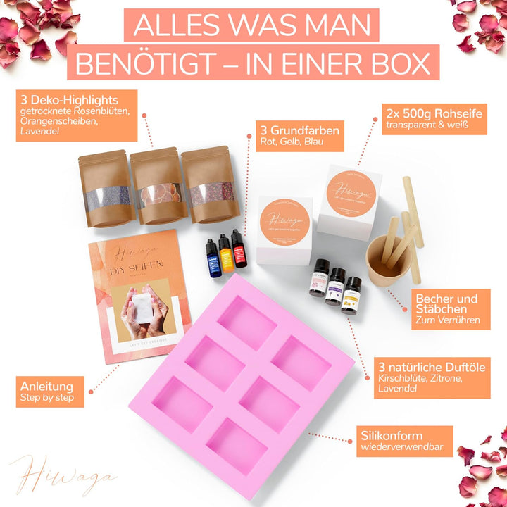 Hiwaga DIY Seifen selber Machen Set für Erwachsene, Starterkit für kreative Seifenherstellung, Seife