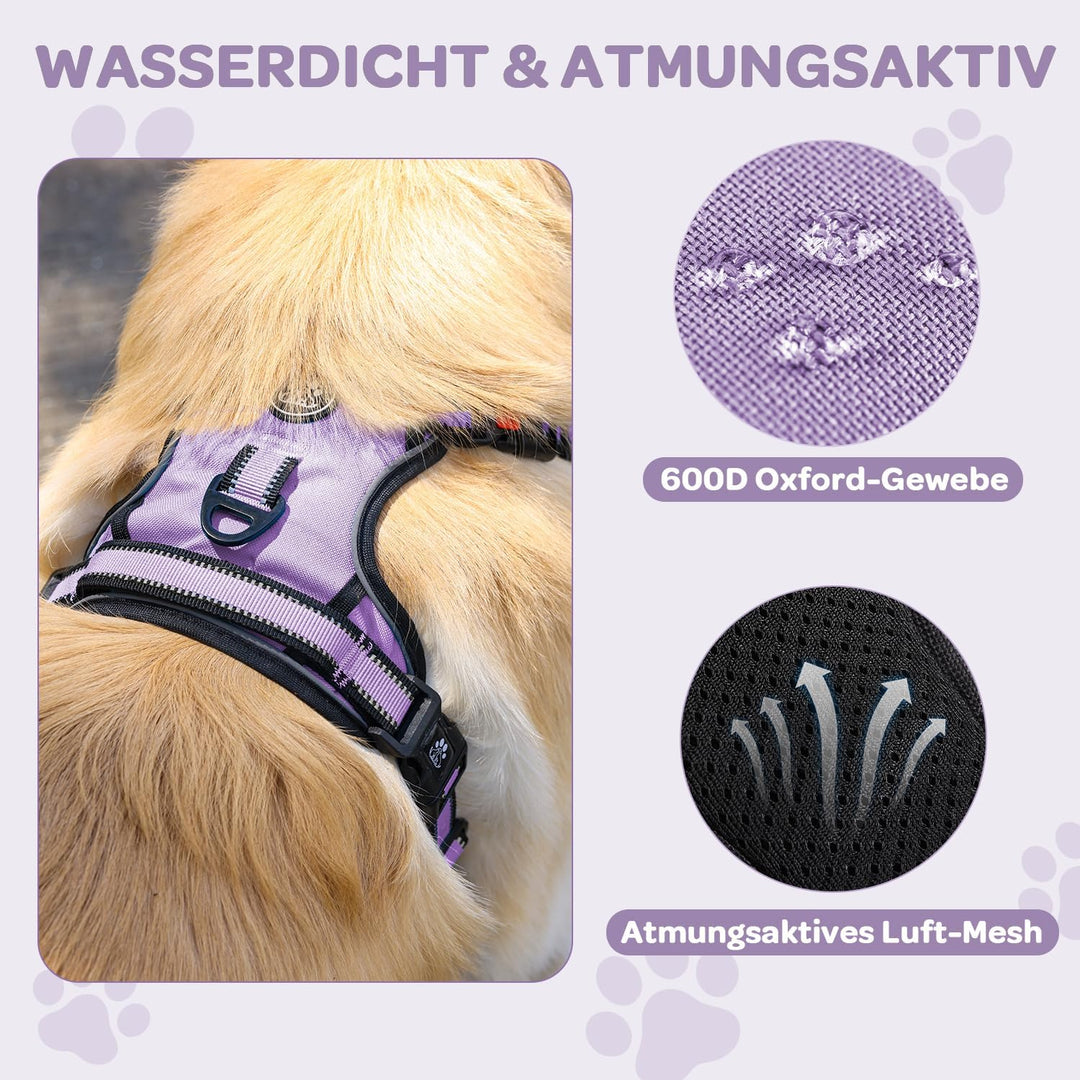 FURRYFECTION Hundefreileinengeschirr Zugfrei Würgfrei, Reflektierendes Oxfordgewebe, Polsternder Gri