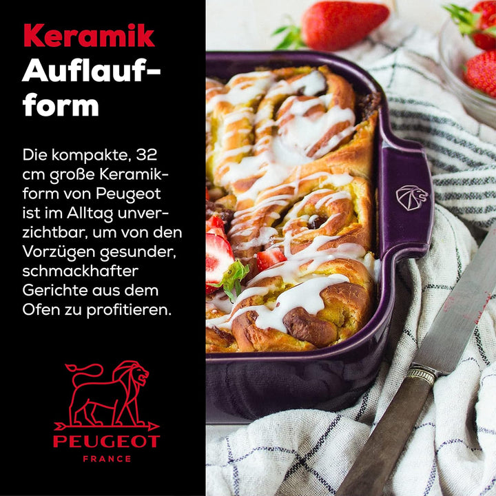PEUGEOT - Rechteckige Auflaufform aus Keramik - 32 cm x 21,7 cm x 7,2 cm - Fassungsvermögen: 2,7 L -