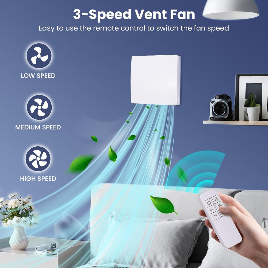 Badlüfter 100mm mit Fernbedienung, Bidirektional, 3 Geschwindigkeiten, 30db Leiser Betrieb, Wandvent