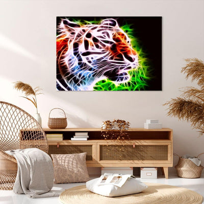 Bilder auf Leinwand 100x70cm Leinwandbild Afrika aggression tiere tiger Gross Wanddeko Bild Schlafzi