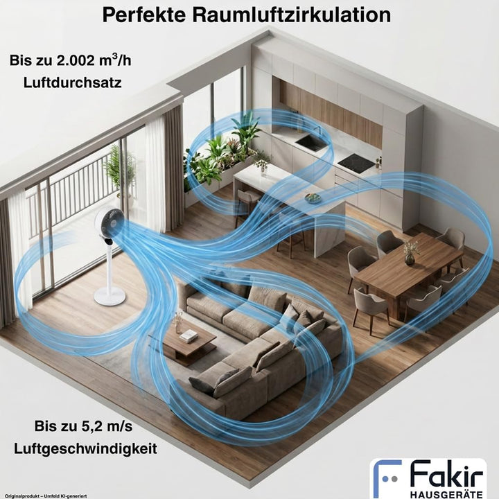 Fakir prestige VC° 550 2in1 Standventilator – leiser DC-Motor, 12 Stufen, Weiss, Weiss