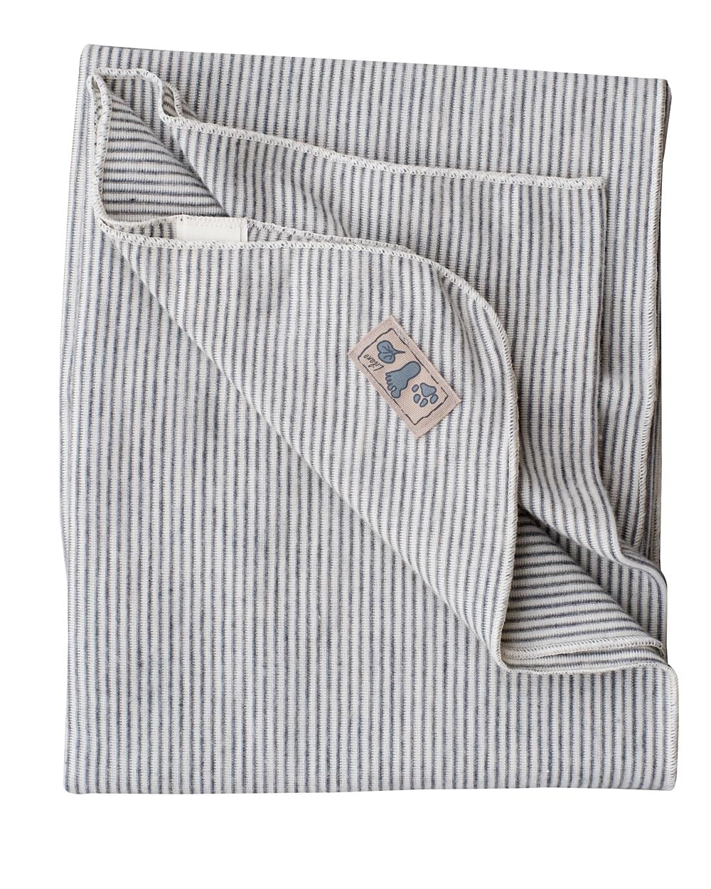 Lilano, Leichte Merino/Seide Ringel Babydecke, 70% Wolle (KBA), 30% Seide, 210Gr./m² (Grau Geringelt