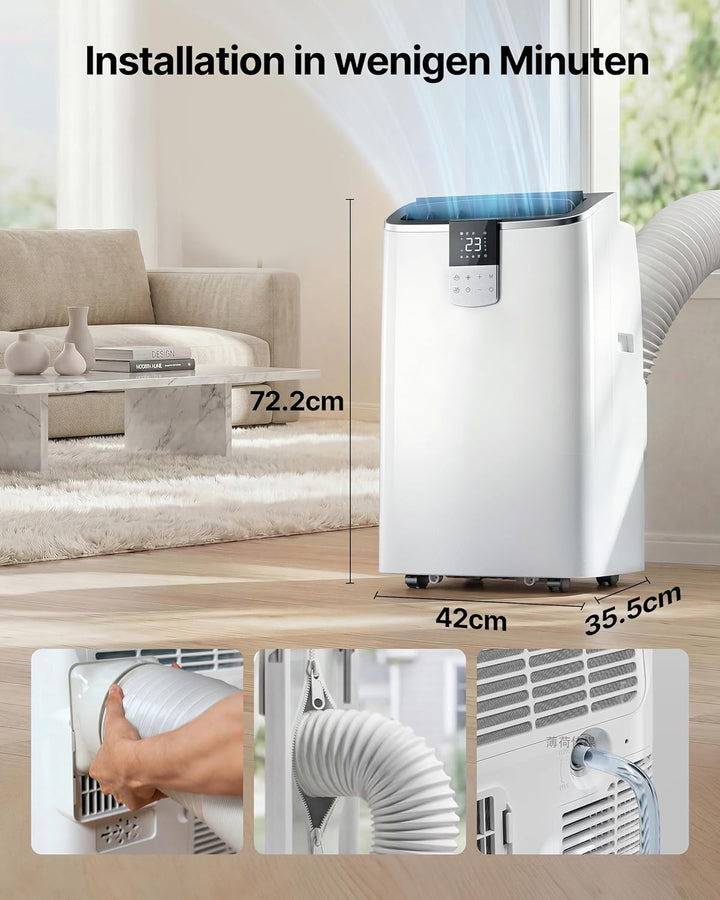 Mobile Klimaanlage 12000BTU mit Abluftschlauch | 4-in-1 Mobiles Klimagerät mit Fensterabdichtung | A
