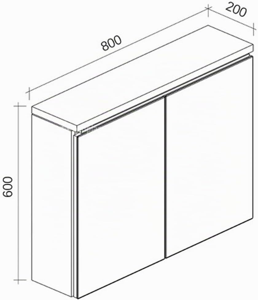 Spiegelschrank Paso 80cm Beton Grau - Schrank Spiegelschrank Spiegel Badezimmer Badmöbel Set Hängesc