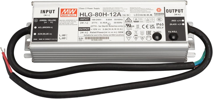 MEAN WELL HLG-80H-12A LED-Treiber, LED-Trafo Konstantspannung, Konstantstrom 60W 5A 12 V/DC PFC-Scha