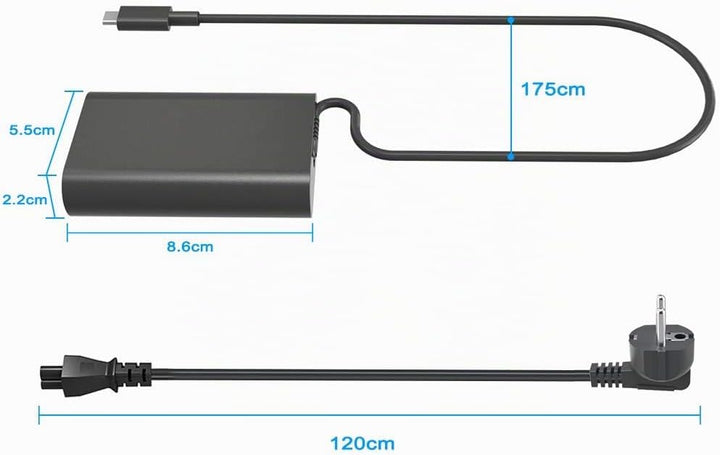 QYD 45W USB Type-C PD Netzteil Notebook Ladegerät für Dell XPS 12 9250 XPS 13 9360 9370 Inspiron 14