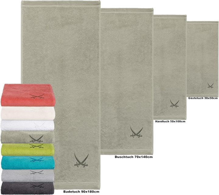 Sansibar Gästehandtuch 6er Set 30x50 cm 100% Baumwolle mit gesticktem Säbel Logo Set Handtuch Seiftu