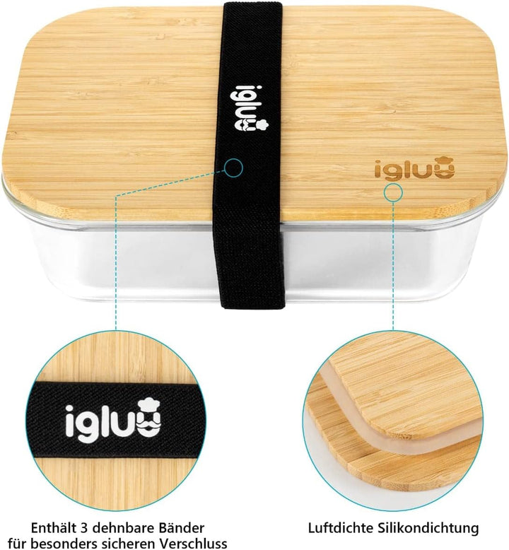 Igluu Meal Prep Glas Lebensmittel Frischhaltedosen (3er Set), Umweltfreundliche Lebensmittelbehälter
