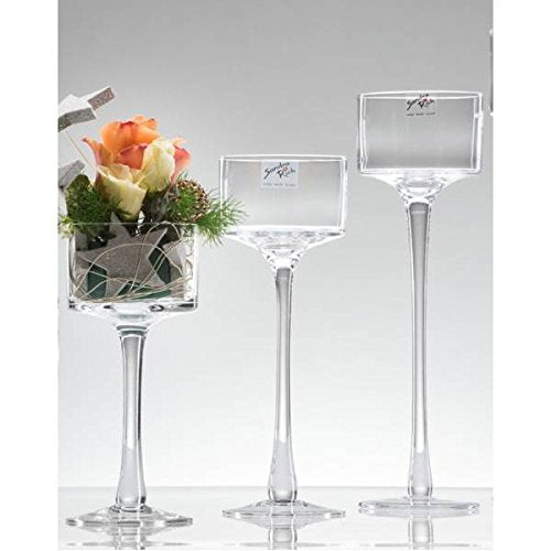 3 Grössen, Teelichthalter auf Fuss H. 20 + 25 + 30cm D. 9cm rund Sandra Rich