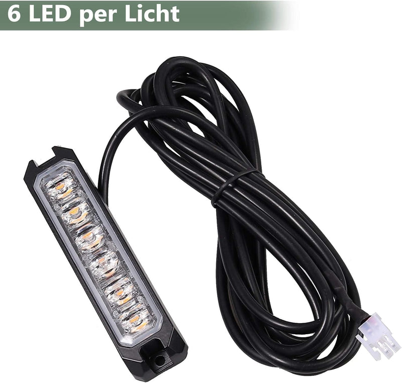 EYPINS 4X 6 LED Frontblitzer, 24W IP65 Blinklicht Warnlicht Warnleuchte Notfall Warnung Achtung Blit