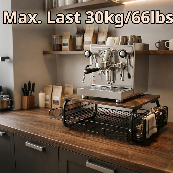 Monitorständer Holz Ergonomischer Monitorständer 30kg/66lbs, extra breite Netzablage + 3 Kabelbinder