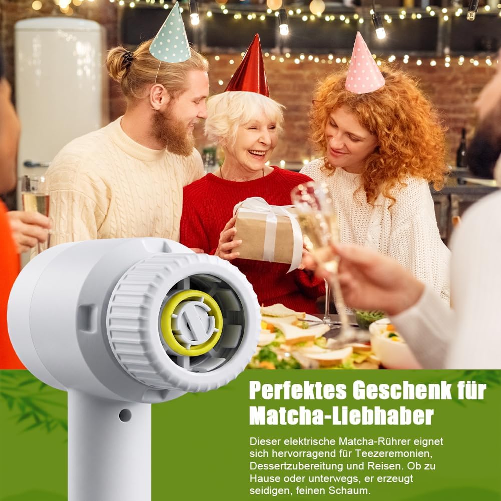 Matcha Schneebesen Elektrisch, 3 Geschwindigkeiten, Elektrischer Matcha-Aufschäumer Küchenhelfer, wi
