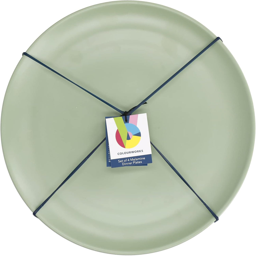 KitchenCraft 4er-Set Teller aus Melamin, mehrfarbige Teller aus der Colourworks Design Kollektion, B