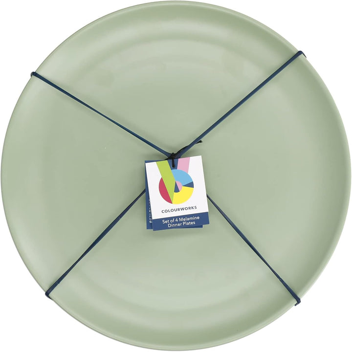 KitchenCraft 4er-Set Teller aus Melamin, mehrfarbige Teller aus der Colourworks Design Kollektion, B