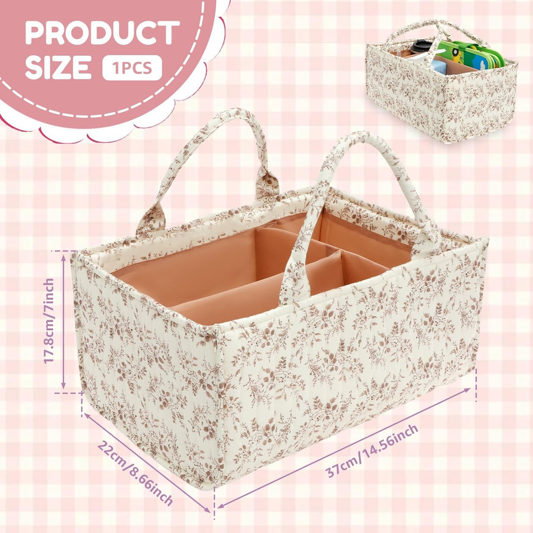 Blumen Wickeltisch Organizer,Tragbarer Wickelorganizer mit verstellbaren Trennwänden und handhaben,B