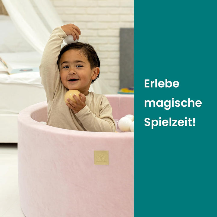 MEOWBABY Bällebad 90x30cm Samt - Bällebad Baby ab 1 Jahr - Bällebad Kinder Weichschaum Ballgruben mi