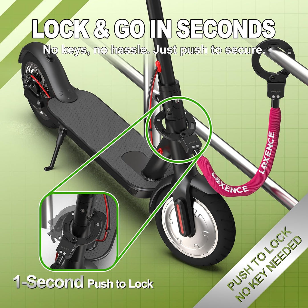 E Scooter Schloss, Handschellenschloss mit Kordelzugbeutel, Hohe Sicherheit Fahrradschloss, Scooter