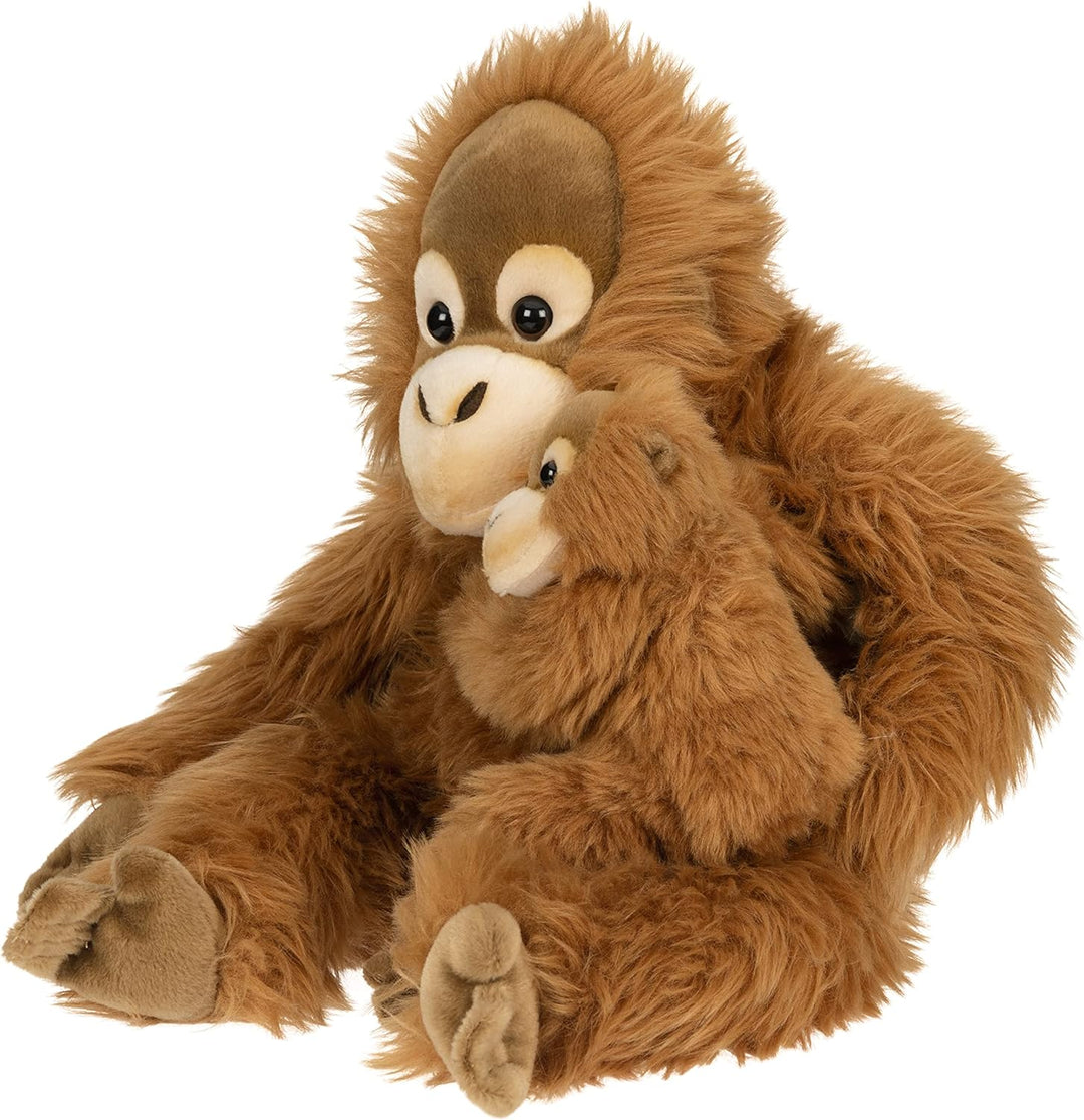 Uni-Toys - Orang-Utan mit Baby, sitzend - 30 cm (Höhe) - Plüsch-AFFE - Plüschtier, Kuscheltier Orang