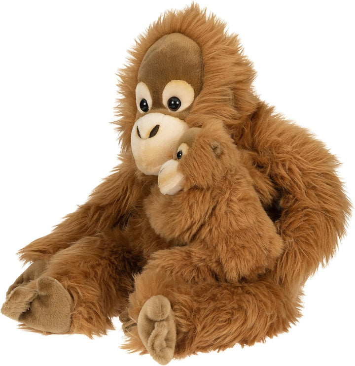 Uni-Toys - Orang-Utan mit Baby, sitzend - 30 cm (Höhe) - Plüsch-AFFE - Plüschtier, Kuscheltier Orang