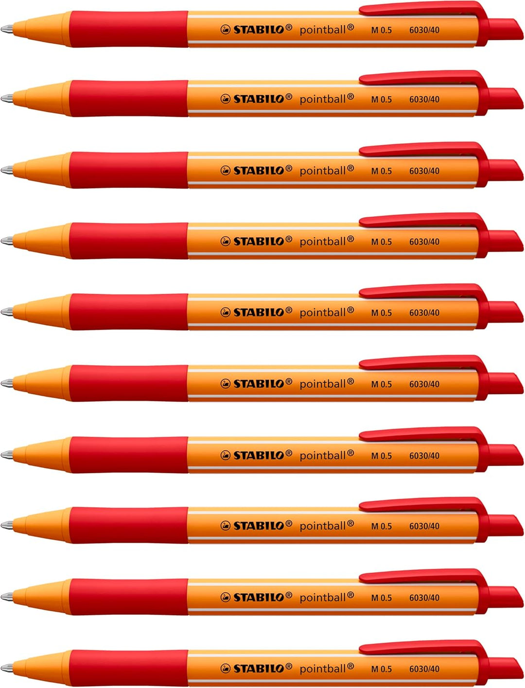 Druck-Kugelschreiber - STABILO pointball - 10er Pack - rot, rot