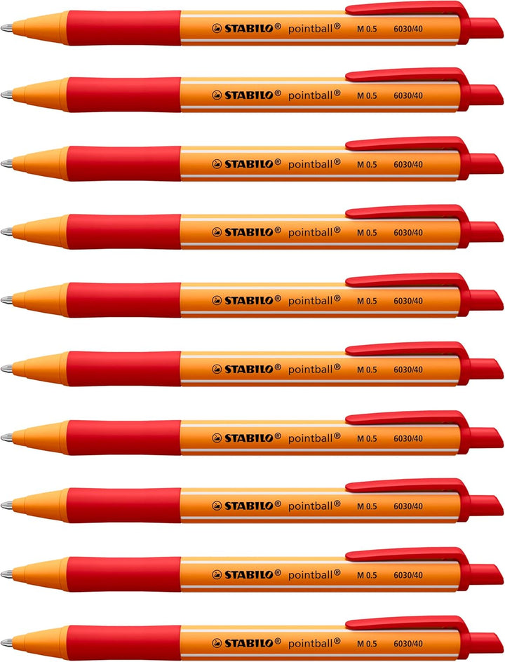 Druck-Kugelschreiber - STABILO pointball - 10er Pack - rot, rot