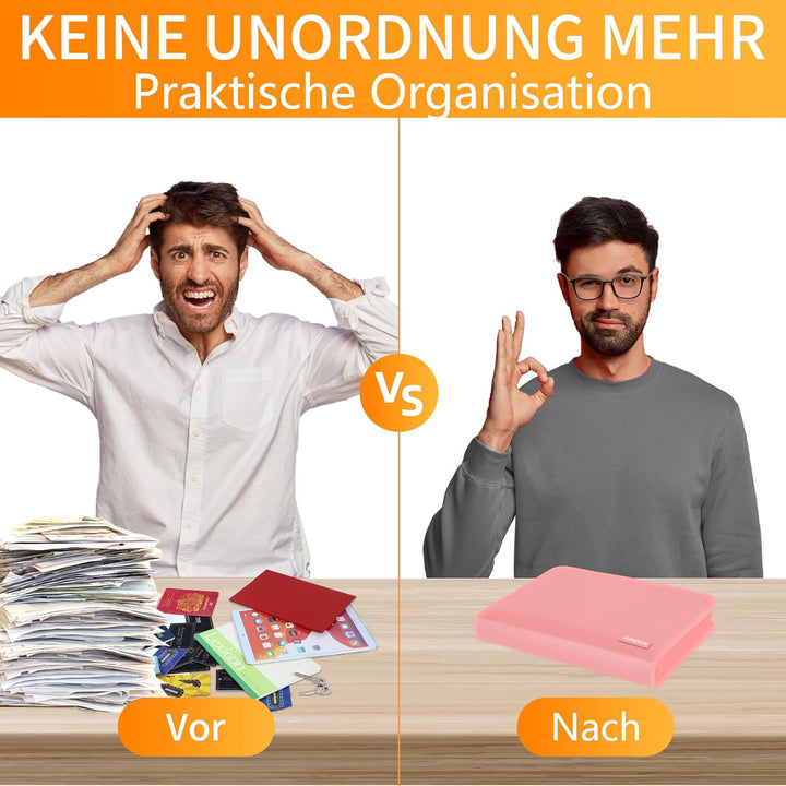 JUNDUN Fächermappe - Dokumentenmappe a4 mit mehreren Fächern - Feuerfest Dokumententasche mit Reissv