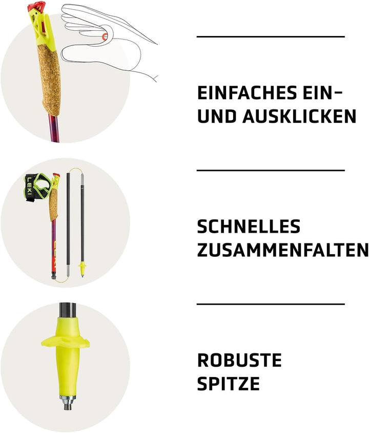 LEKI Ultratrail FX.One SL Unisex Wanderstock rot/lila rot bright red-violet-neonyellow 120 cm, brigh