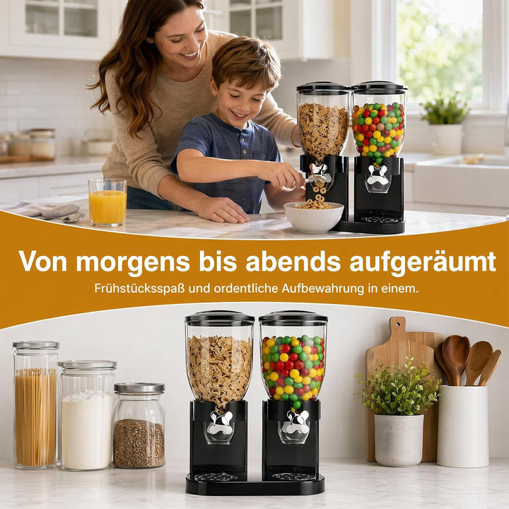 2er Set Müslispender 2L, luftdicht, für Müsli Cornflakes Reis Getreide | Kunststoff, für Vorratsorga